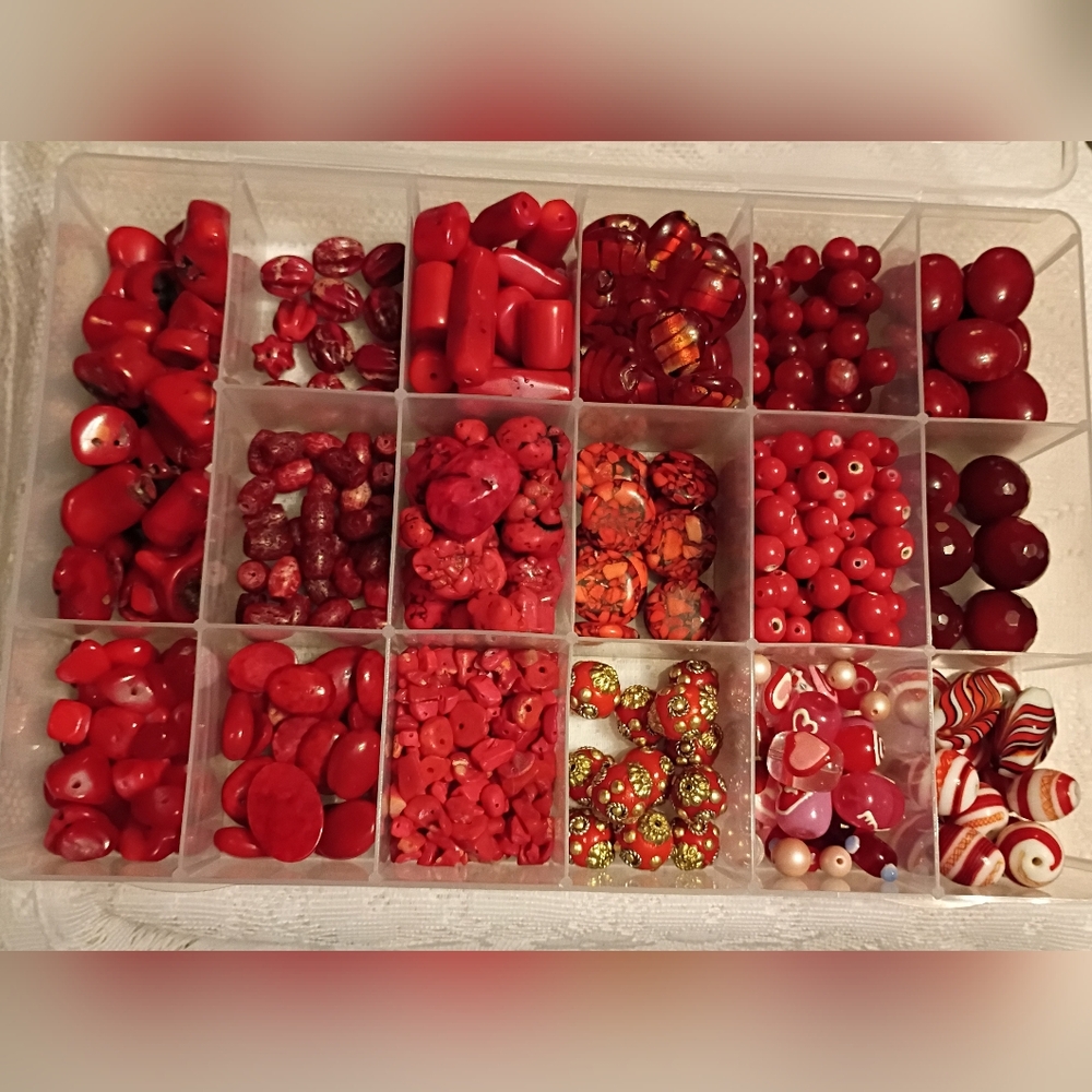 Assorted Red Beads Collection